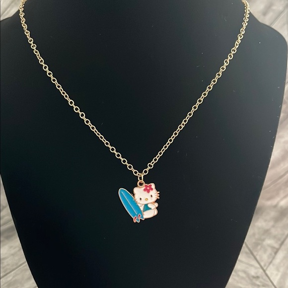 Cute Kitty Pendant Necklace with Blue and Gold Accents - Picture 2 of 3